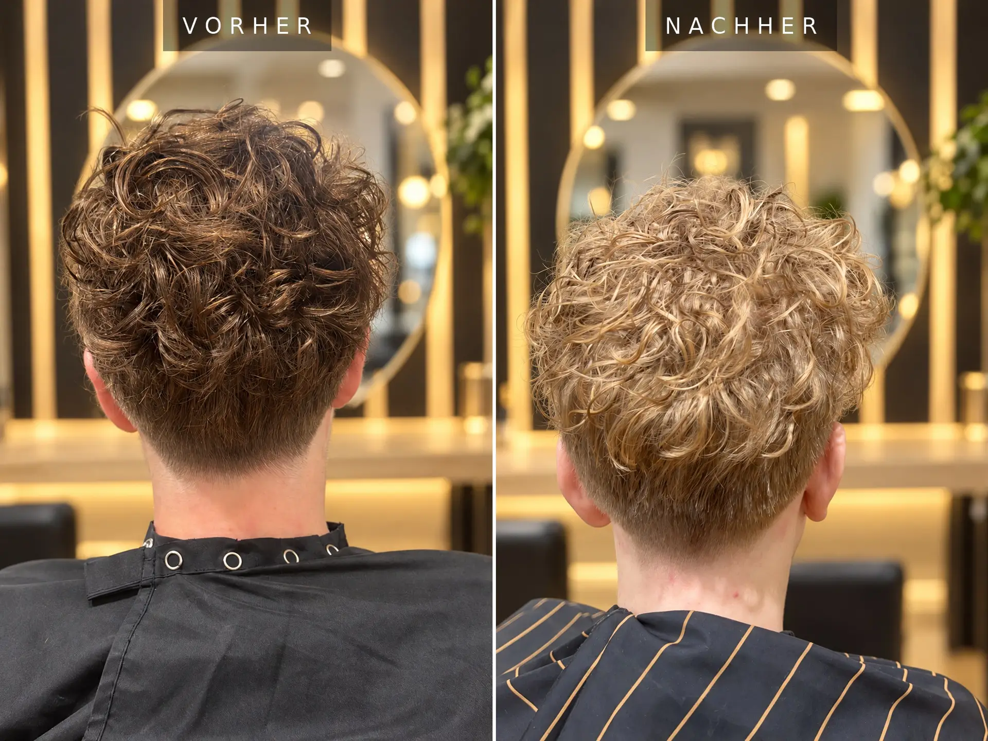 Vorher Nachher Locken Rückansicht – Dauerwelle und Blond, Michael T. Friseursalon Münster
